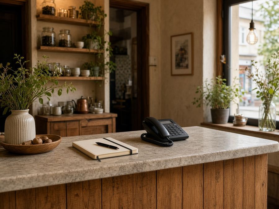 Contact desk at Citizravvi Tea House in Plovdiv